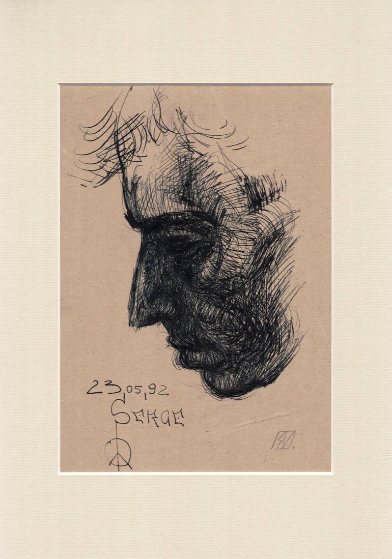 Original Portraiture Portrait Drawing by Serge Vasilendiuc