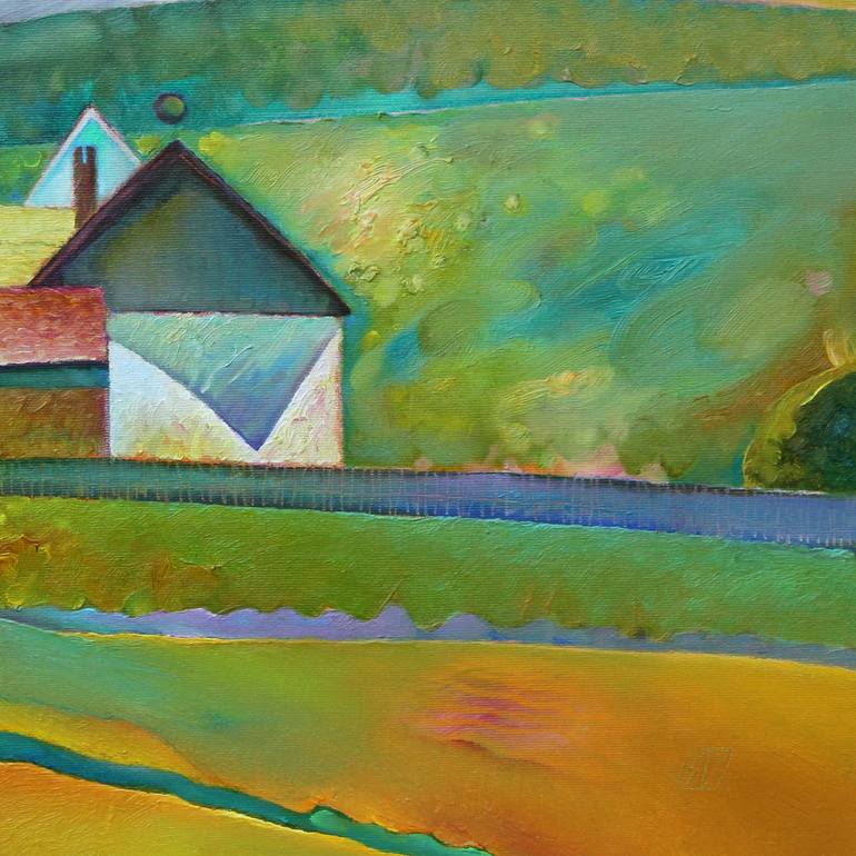 Original Cubism Landscape Painting by Serge Vasilendiuc