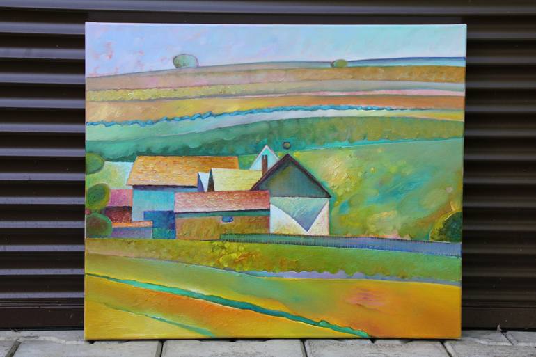 Original Cubism Landscape Painting by Serge Vasilendiuc