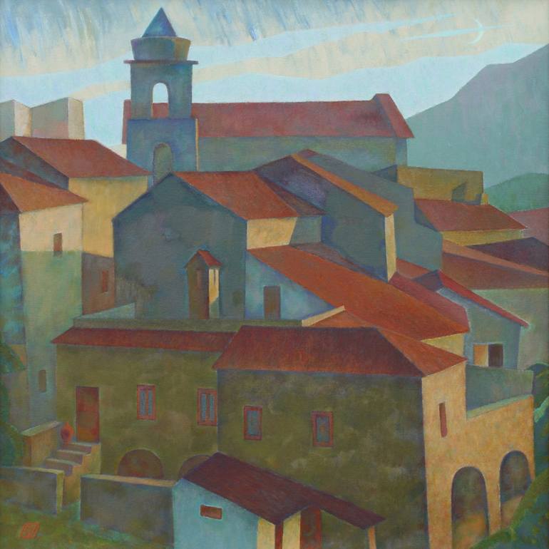 Print of Cubism Landscape Paintings by Serge Vasilendiuc