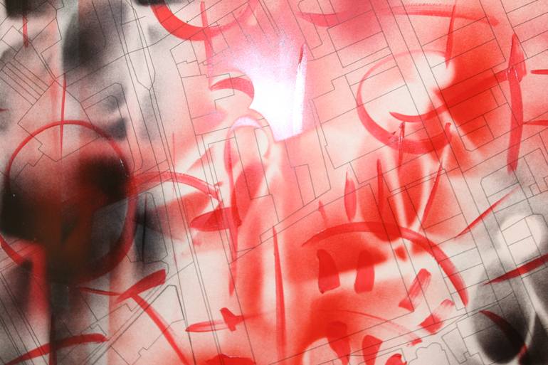 Original Conceptual Cities Painting by Santi Flores