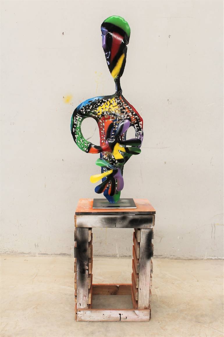 Original Abstract Expressionism People Sculpture by Santi Flores