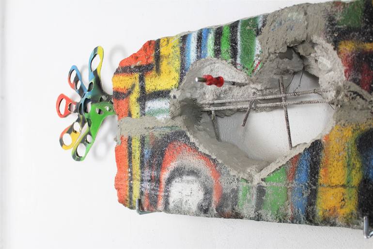 Original Abstract Expressionism Wall Sculpture by Santi Flores