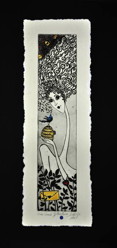 Original Art Deco Women Printmaking by Lutfiye Aydogdu Bahar