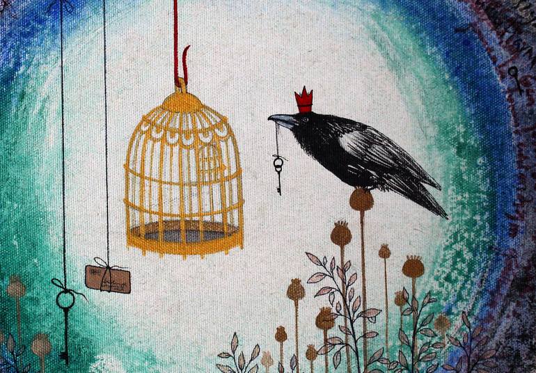 Original Art Deco Animal Painting by Lutfiye Aydogdu Bahar