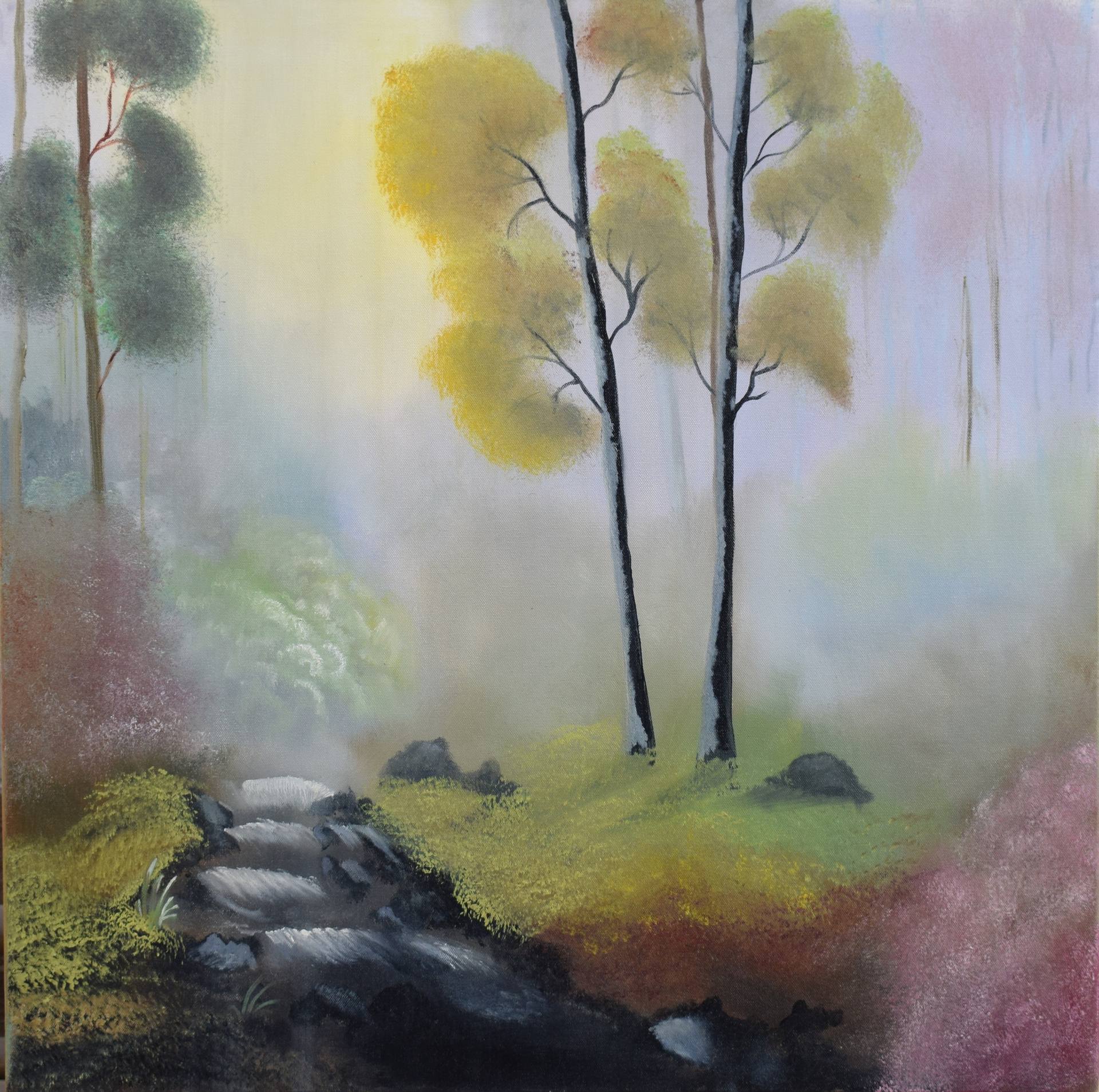 Foggy Morning Painting By Sudha, How To Paint Foggy Landscapes With Acrylics