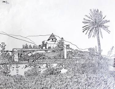 The waterwheel of the Cortijo Grande with palm tree thumb