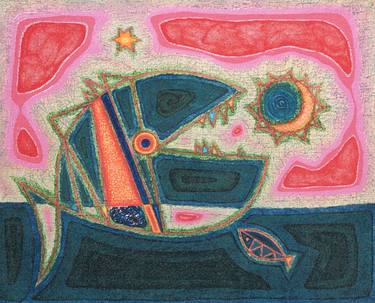 Print of Cubism Fish Paintings by Serge Vasilendiuc