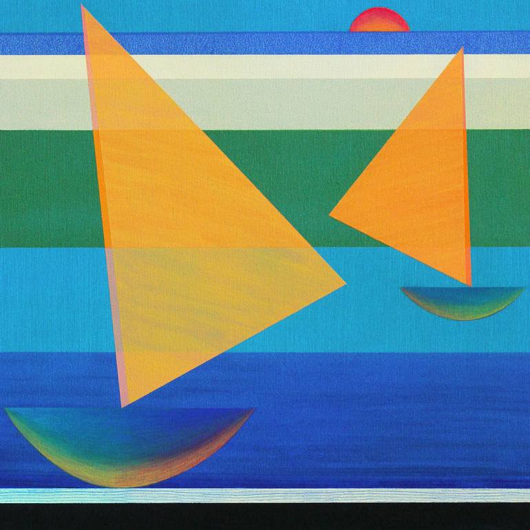 Original Abstract Boat Painting by Serge Vasilendiuc