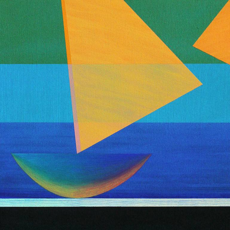 Original Abstract Boat Painting by Serge Vasilendiuc
