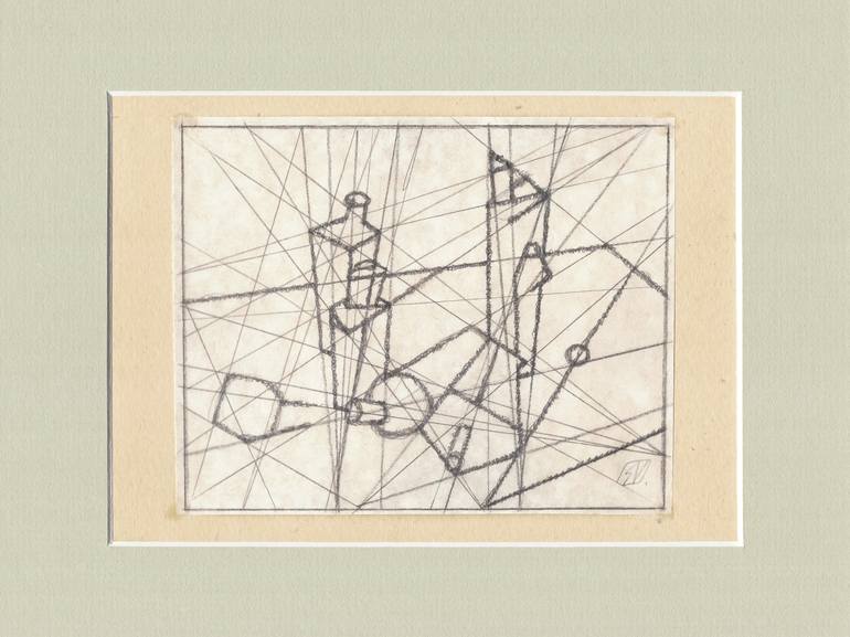 Original Cubism Still Life Drawing by Serge Vasilendiuc