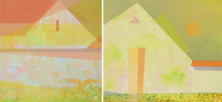 Original Cubism Geometric Painting by Serge Vasilendiuc