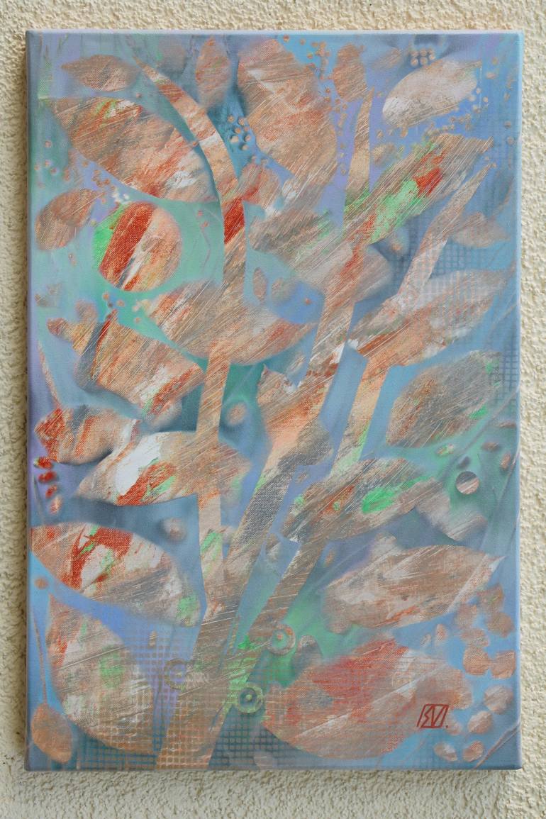 Original Abstract Expressionism Garden Painting by Serge Vasilendiuc