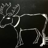 Moose Woodblock carving print by Julie Evanoff