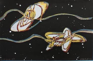 Original Abstract Outer Space Printmaking by Julie Evanoff
