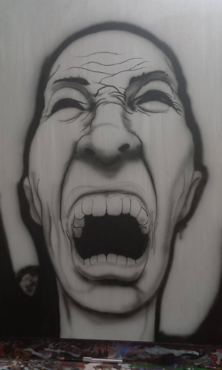 Original Modernism People Painting by Moises Hergueta