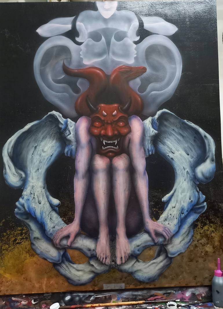 Original Surrealism Fantasy Painting by Moises Hergueta