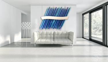"Wave" Glass and Stainless Steel Wall Sculpture thumb