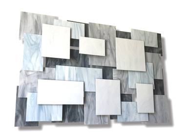 "Glacial" Glass and Metal Wall Sculpture thumb