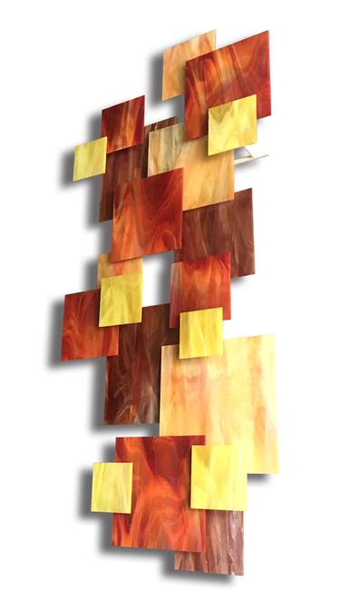 "Sunset" TTS Glass and Metal Wall Sculpture thumb