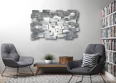 "Monochrome" Glass and Metal Wall Sculpture thumb