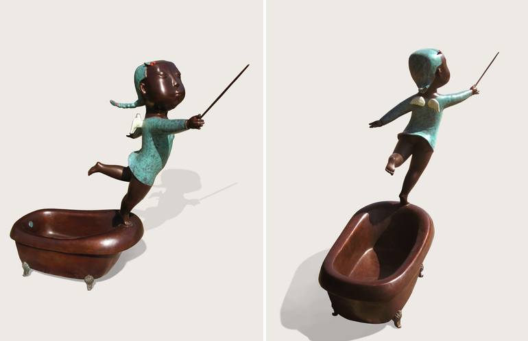 Original Art Deco Fantasy Sculpture by Jiahui Wu