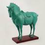 Tang Horse is a kind of fat horse in ancient China and represents the characteristics of that era. The designer added his own art style and made the Tang Horse look smooth and full to create a different feeling. The work is made of bronze. With a green color, it gives people a clearer feeling. The most important thing is that this work is a new piece, so the price is not very high, which makes it very suitable for collection.