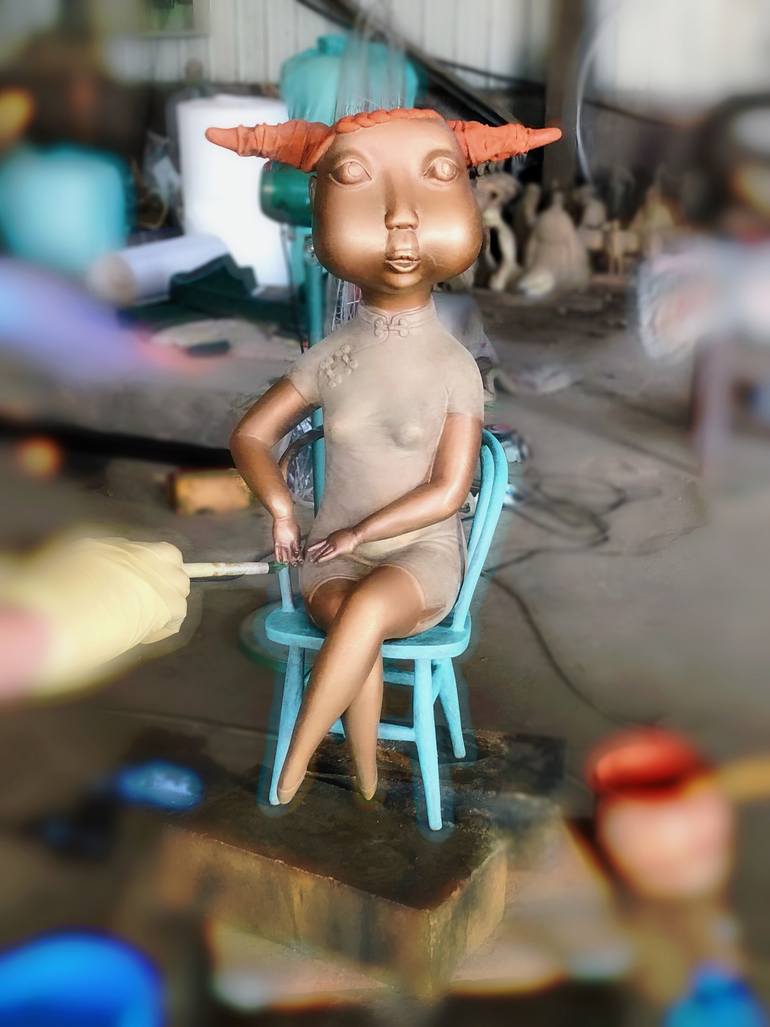 Original Art Deco Fashion Sculpture by Jiahui Wu