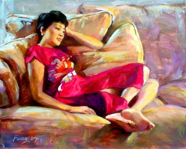 Original Realism Women Paintings by Frank Fang