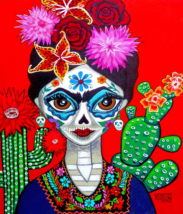 Dia De Los Muertos Face Painting Cheerful · Creative Fabrica