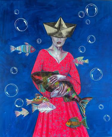 Original Conceptual Fish Painting by Samar Kamel