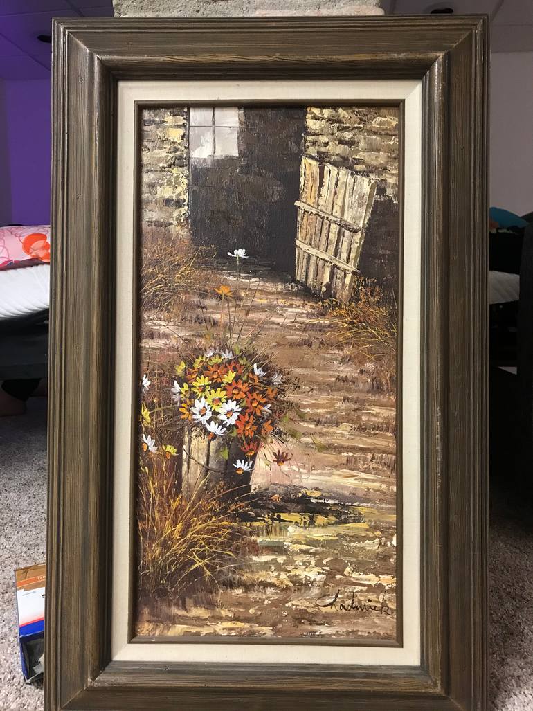 Original Art Deco Floral Painting by Eastern Accents Gallery