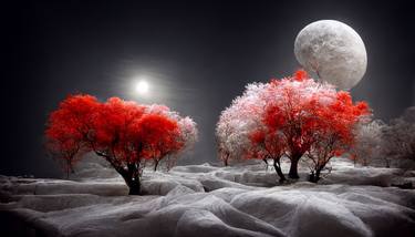 2  moons  rise  over  white  tree  infra  red  forest thumb