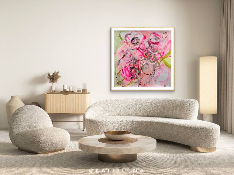 Original Abstract Floral Painting by Kati Bujna