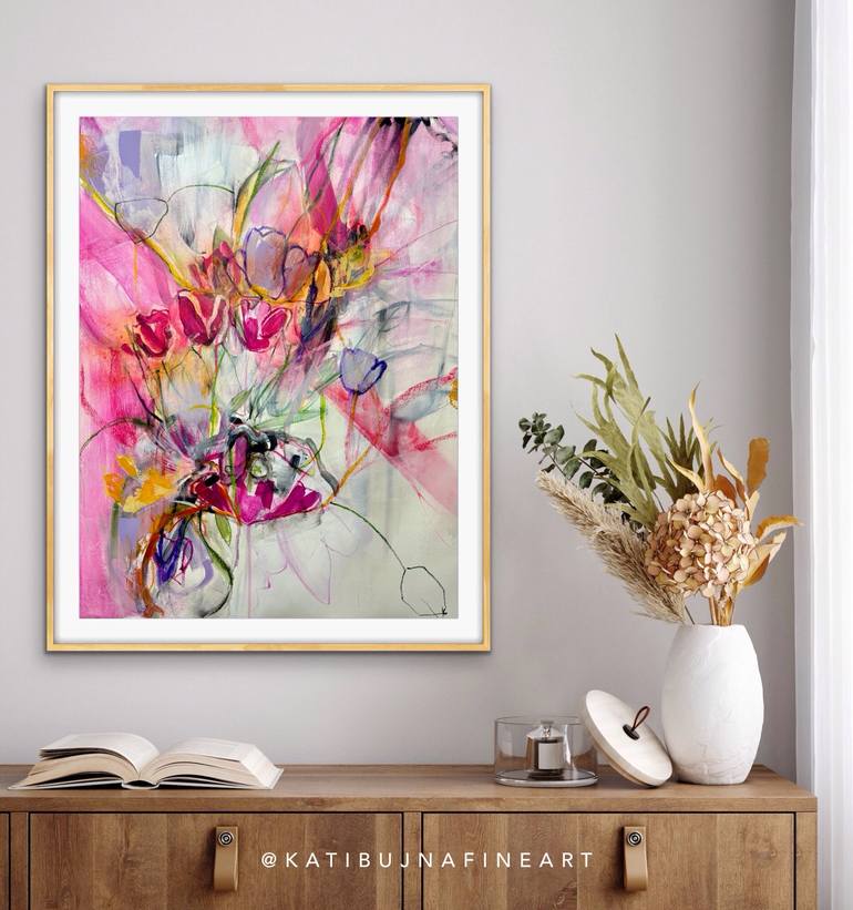 Original Abstract Floral Painting by Kati Bujna