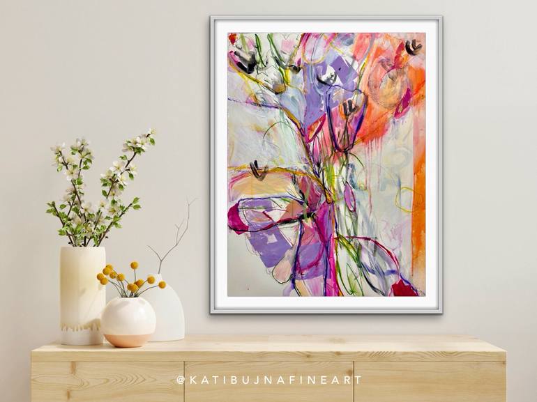 Original Abstract Floral Painting by Kati Bujna