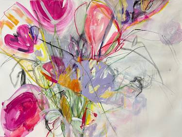 Original Abstract Floral Paintings by Kati Bujna