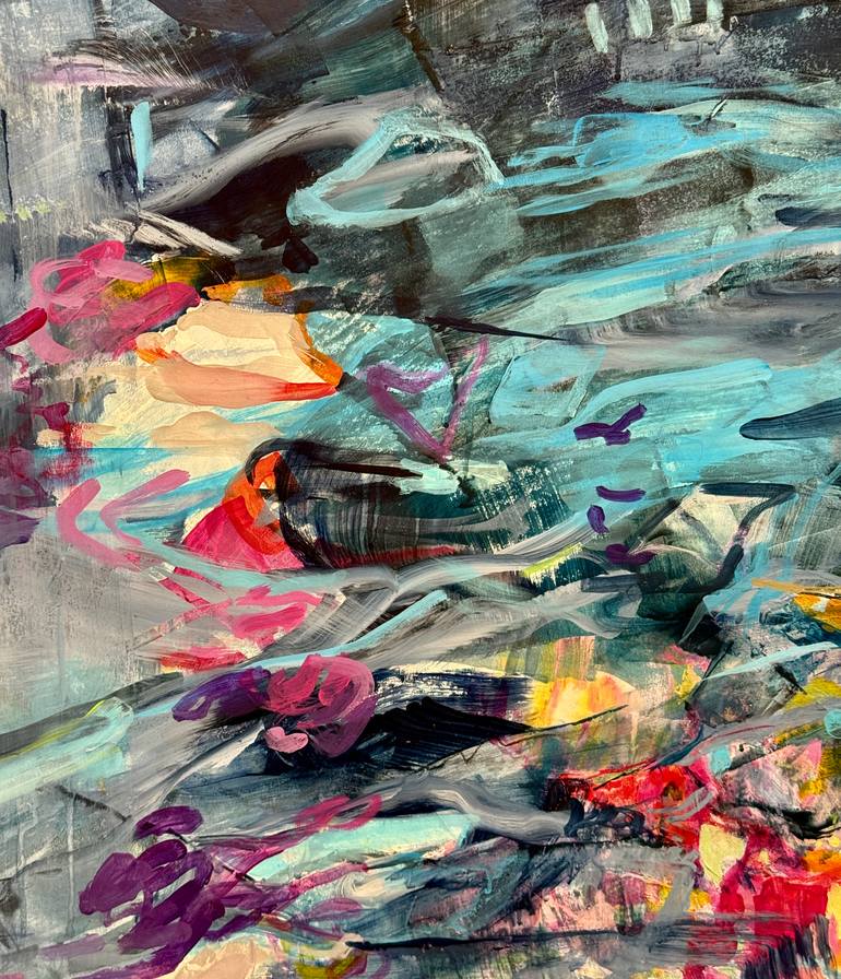 Original Abstract Floral Painting by Kati Bujna
