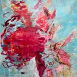 Crimson Canna, Quiet Pool Ripples by Kati Bujna