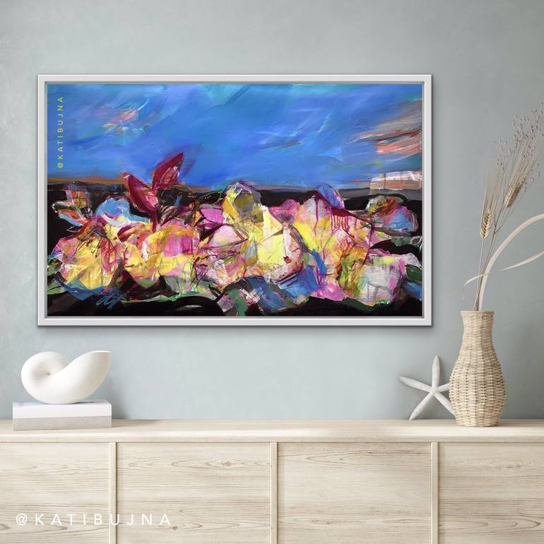 Original Abstract Floral Painting by Kati Bujna