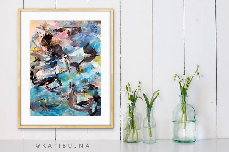 Original Abstract Water Painting by Kati Bujna