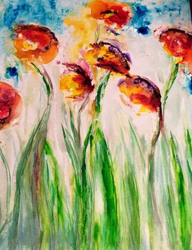 Original Abstract Floral Paintings by Anne Gratt