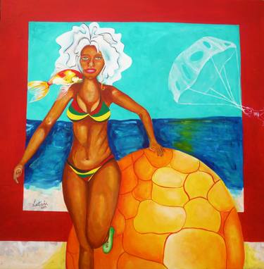 Original Beach Painting by Lattecha Willocks