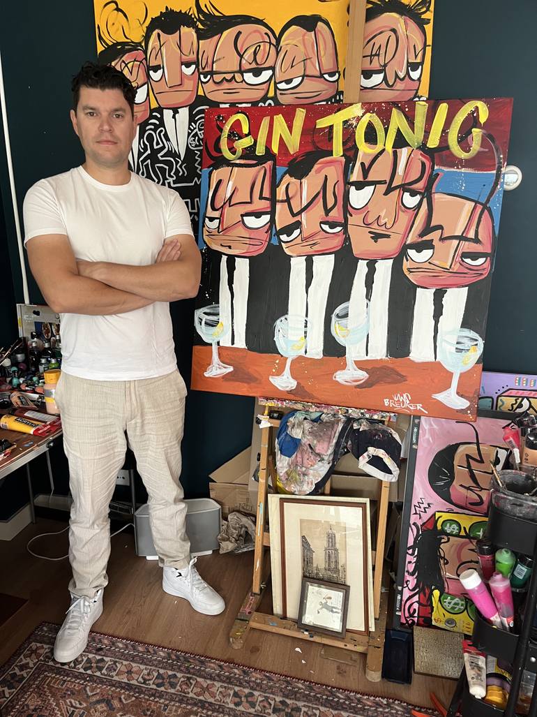 Original Expressionism Men Painting by Hans Breuker