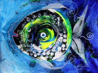 Original Abstract Fish Paintings by J Vincent Scarpace