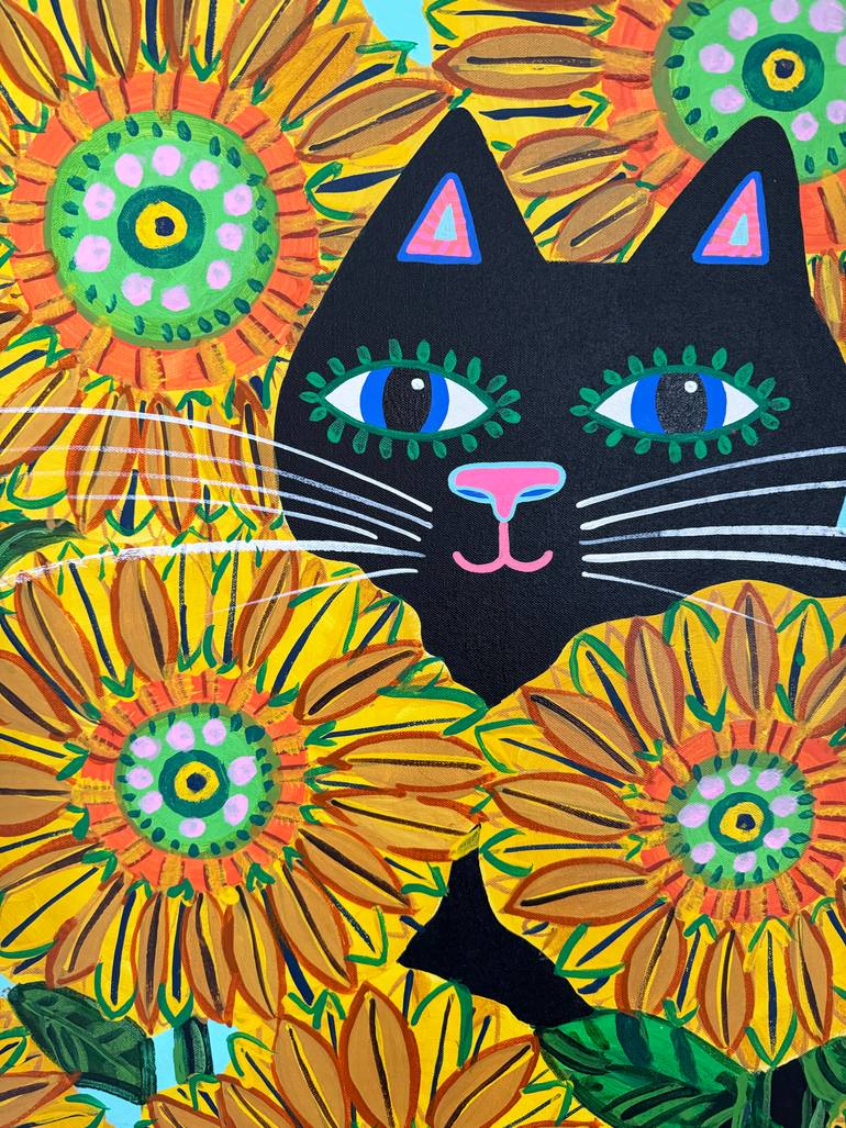 Original Contemporary Cats Painting by Jelly Chen