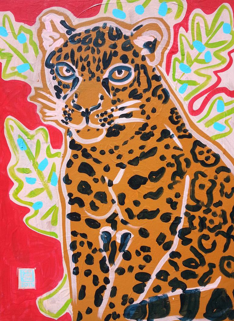 Red Jaguar Painting by Jelly Chen | Saatchi Art