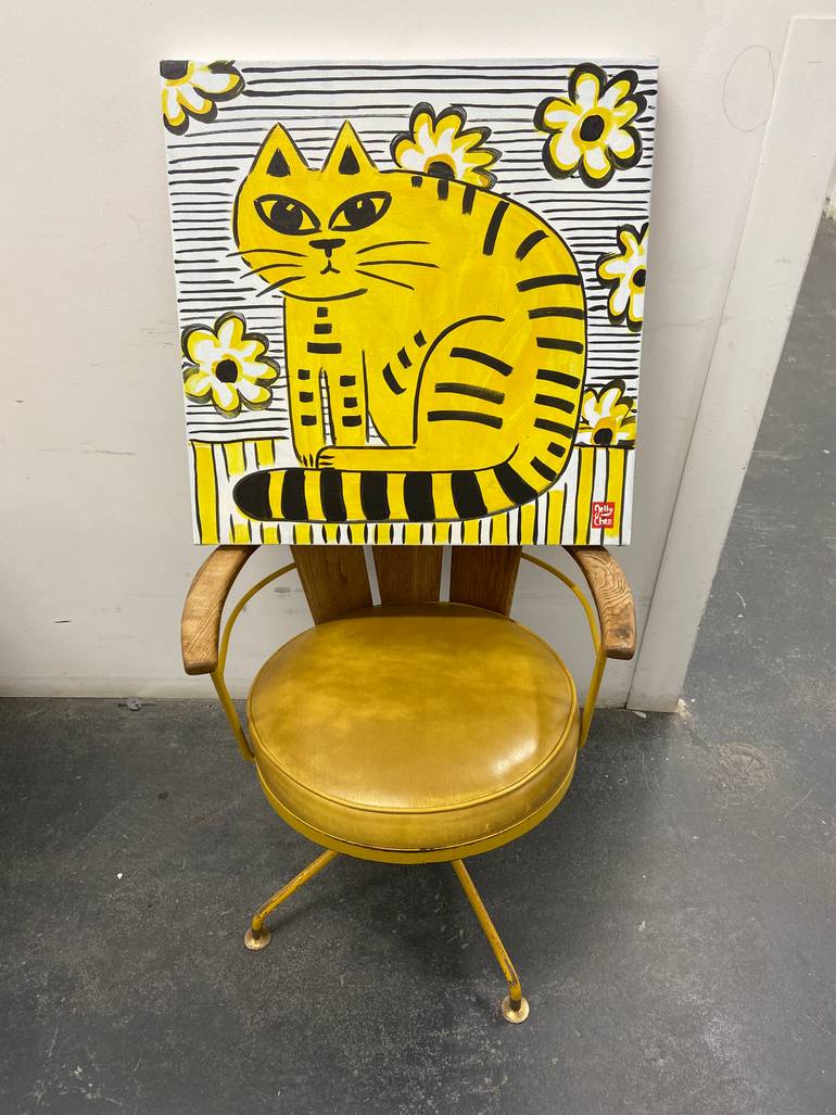 Original Art Deco Cats Painting by Jelly Chen