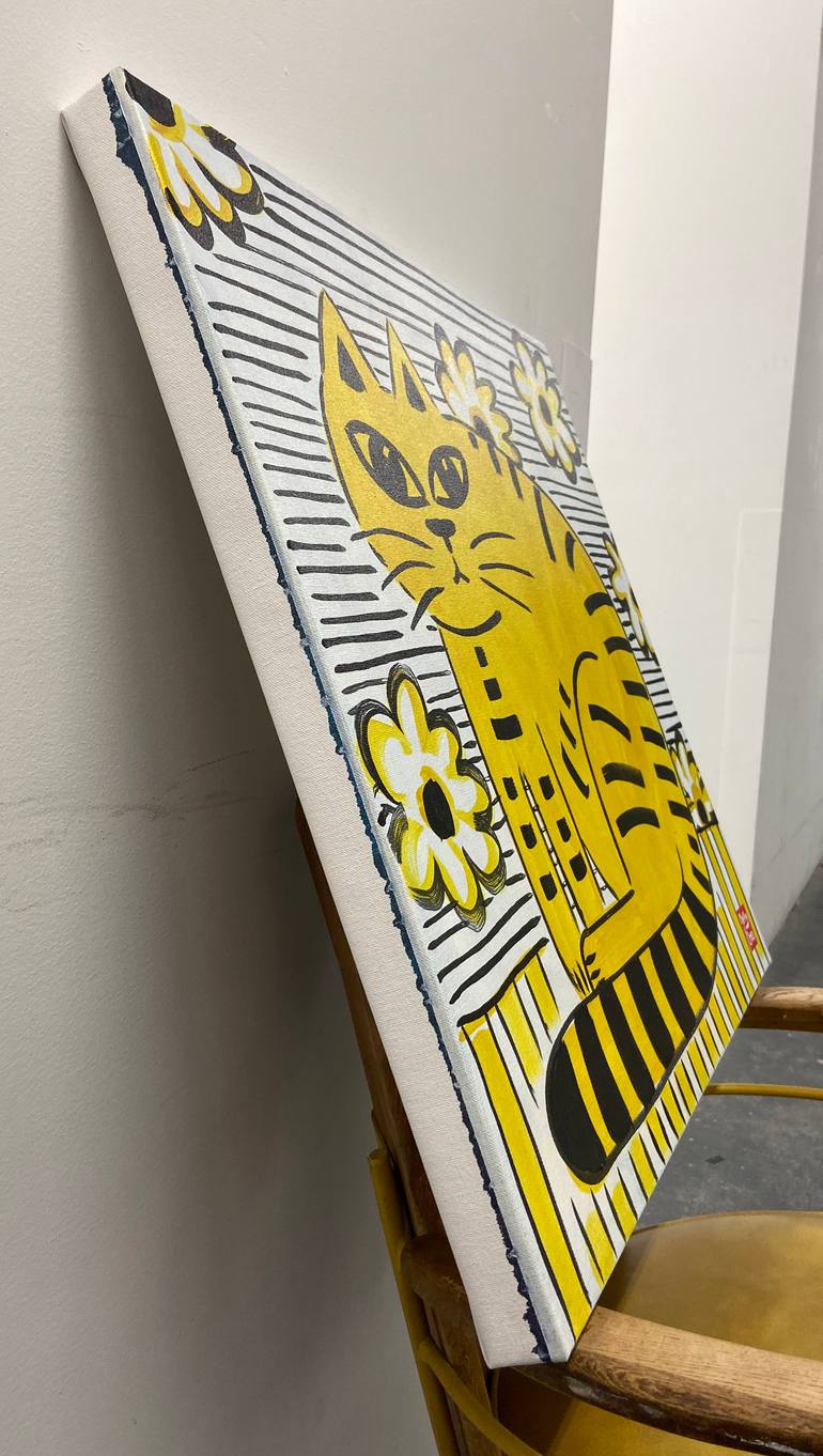 Original Art Deco Cats Painting by Jelly Chen