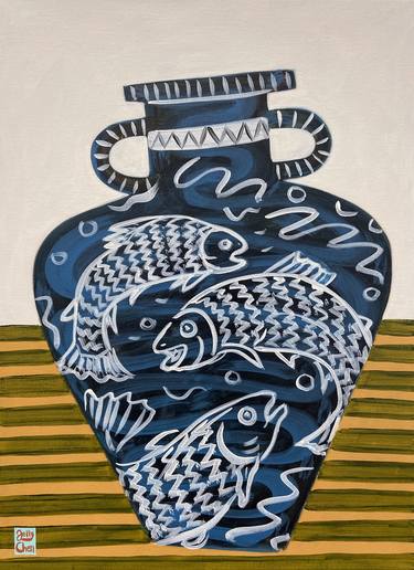 Saatchi Art Artist Jelly Chen; Painting, “Salmon Vase” #art
